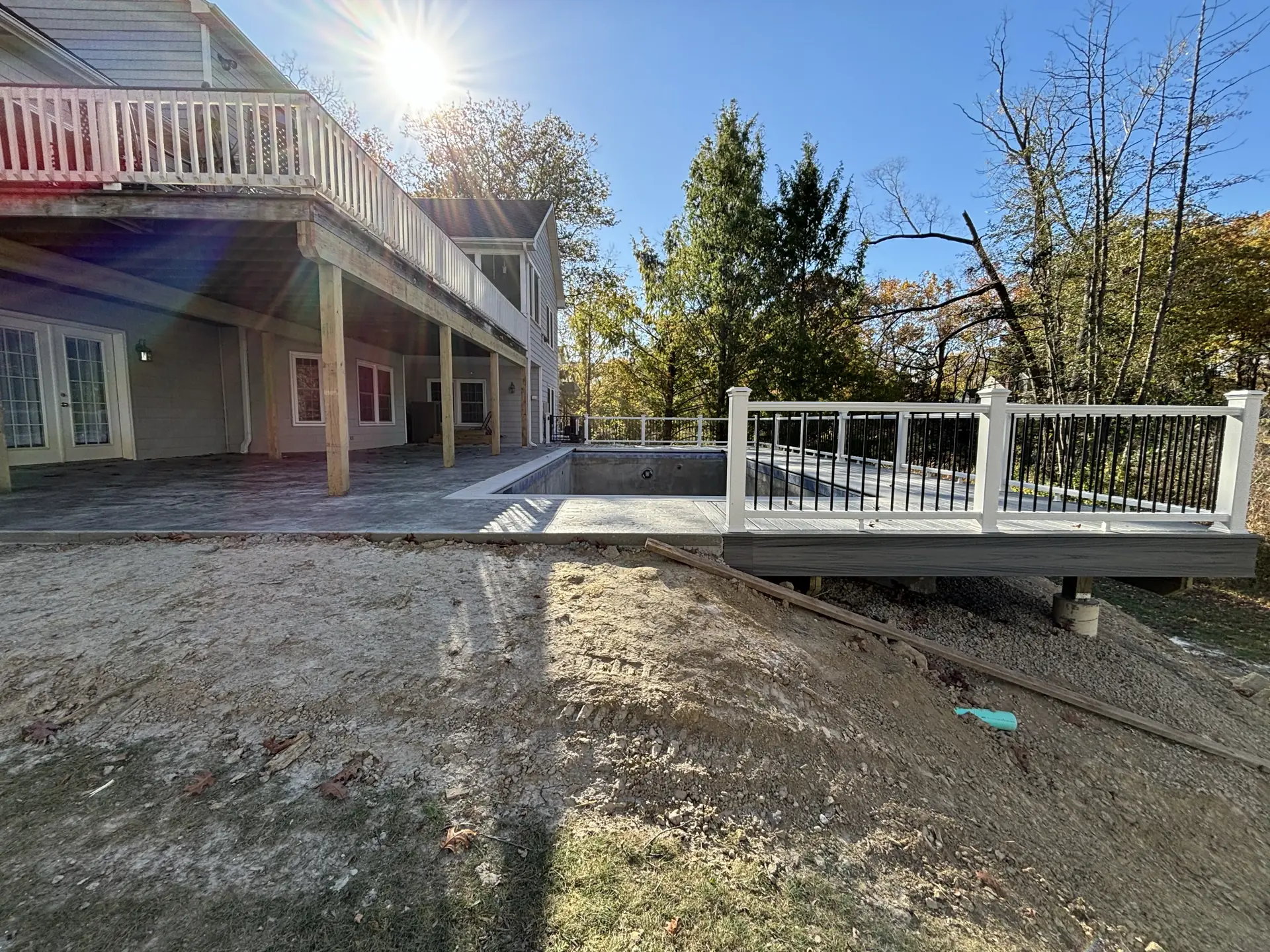 Lower patio and deck railing
